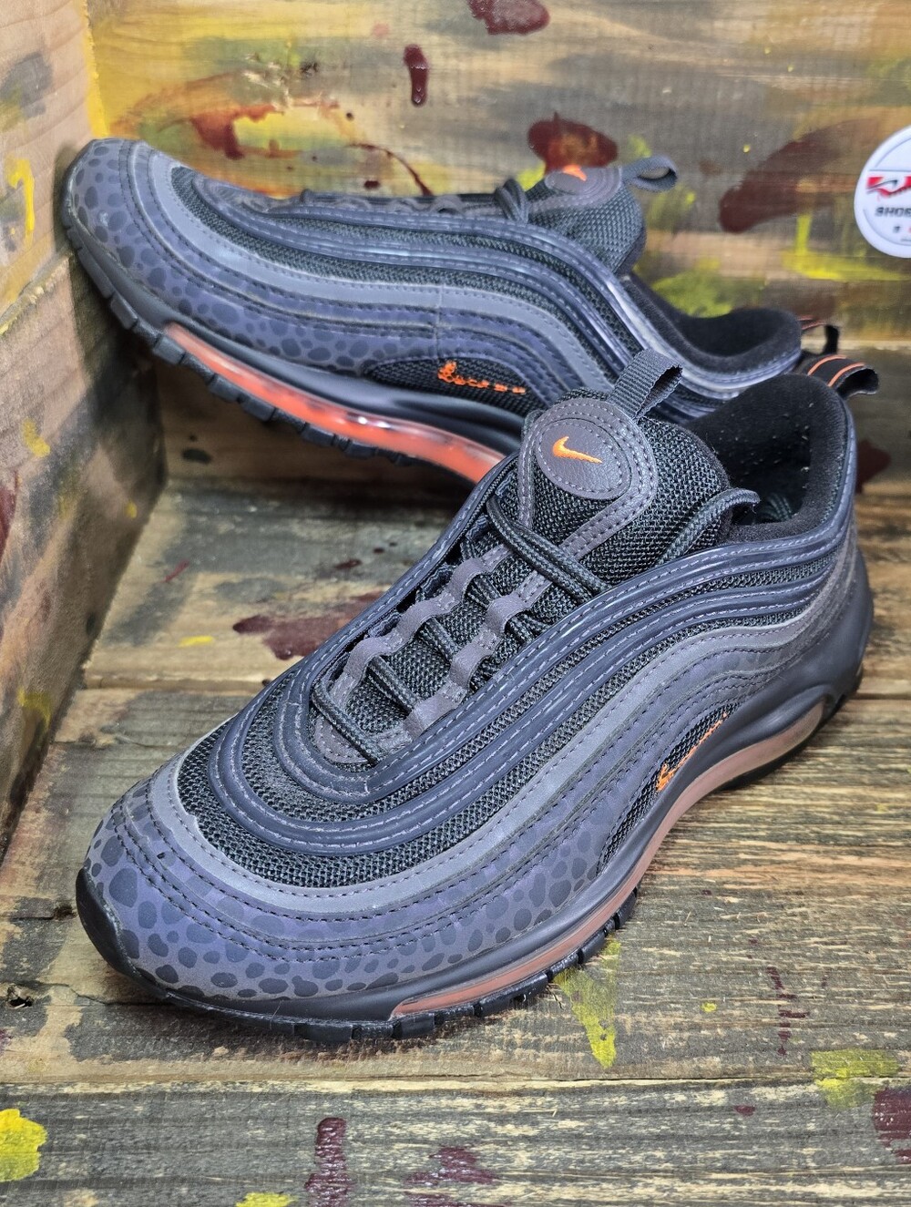 Nike Air Max 97 Safari Black Blue Orange BV1243-001 5Y = Women‎ size 6.5 used
